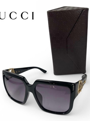 Gucci γυαλιά ηλίου νέα μαύρα τετράγωνα με λεπτομέρεια horsebit