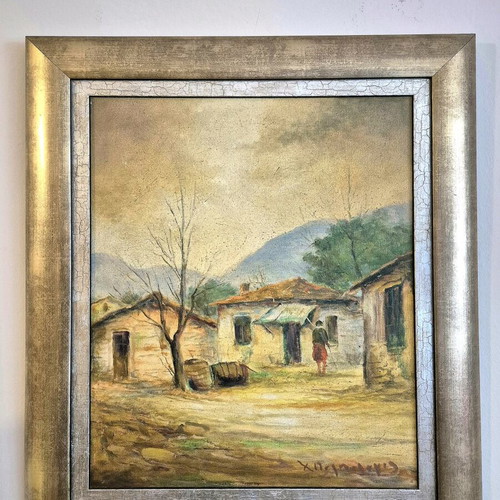 Authentic Charalambos Palaiologos oil painting like new, 65x55 with frame