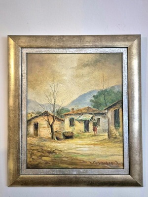 Authentic Charalambos Palaiologos oil painting like new, 65x55 with frame