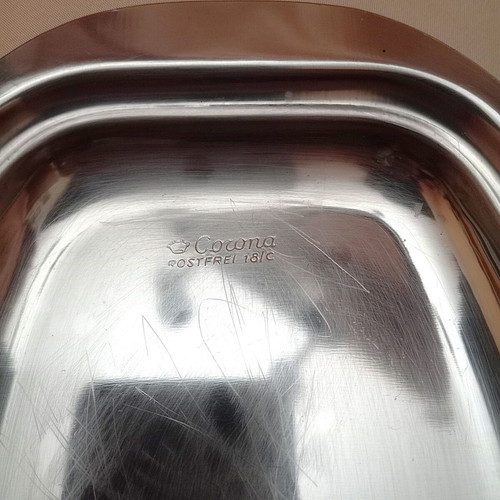 Stainless Steel Serving Trays used, set of 2, one Corona