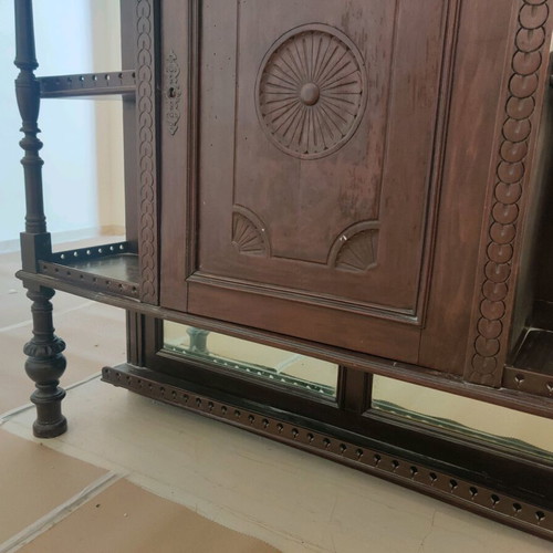 Cycladic furniture used, solid wood with carved details, two pieces