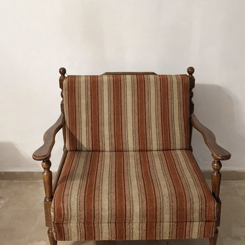 Armchair used with wooden frame and bed function