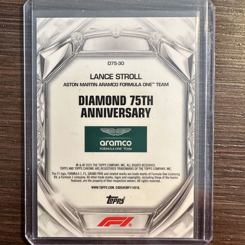 Topps Chrome F1 Lance Stroll Diamond 75th Anniversary Insert card new
