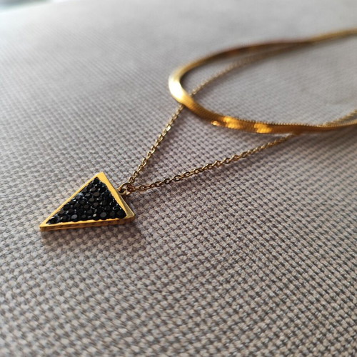 Double stainless steel necklace new, yellow gold color