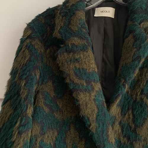 Vicolo Green Jacquard Longline Coat like new