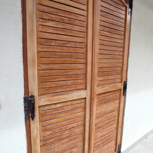 Wooden window frames used, solid mahogany with double glass