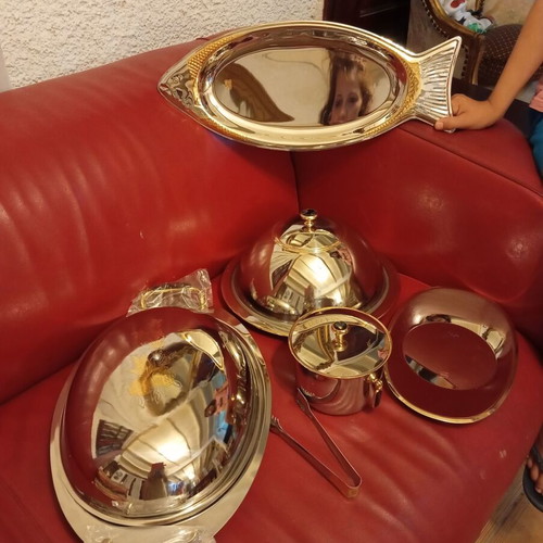 Serving set with 24K gold new