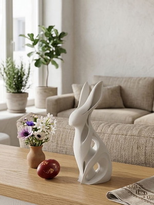 Πασχαλινό λαγουδάκι 3D εκτύπωσης, καινούργιο, ματ ροζ, 25 εκ.