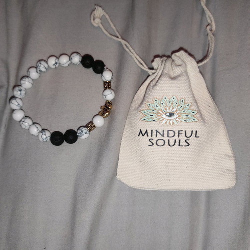 Howlite and Lava Stone Bracelet new with elephant bead