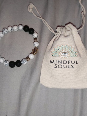Howlite and Lava Stone Bracelet new with elephant bead
