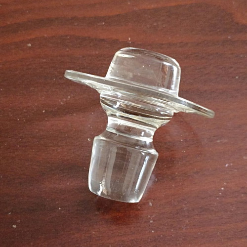 Decorative glass carafe vintage figure with male hat