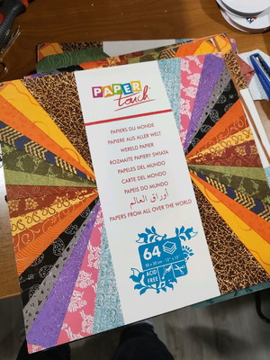 DIY papers and stickers like new, 2 boxes 30x30 cm