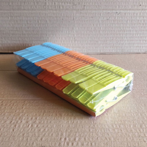 Clothespins set of 24 plastic, new, multicolor with galvanized spring
