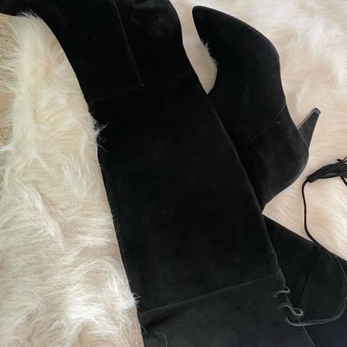 Nine West black suede high boots like new, size 37.5-38