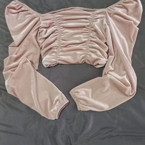 H&M Velvet Off Shoulders Top Pink New