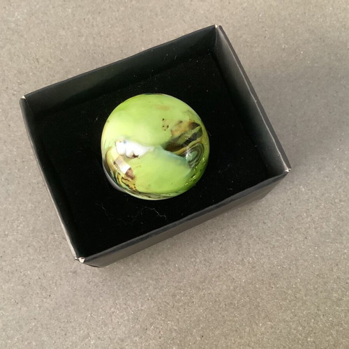 Original Murano Glass ring white-light green new with golden notes