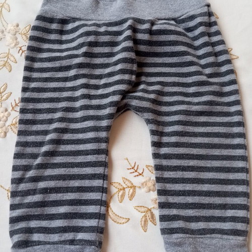 Baby romper, striped grey and black
