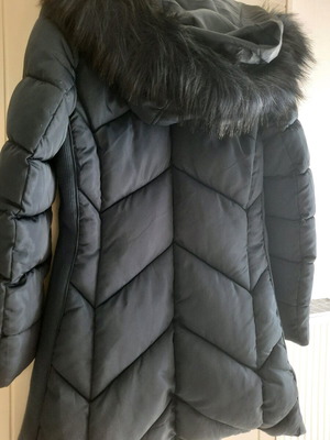 Long jacket like new, blue, size medium with fur hood