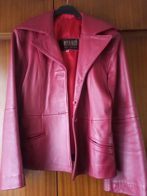 Γυναικείο δερμάτινο μπορντό σακάκι σαν καινούργιο, μέγεθος XL