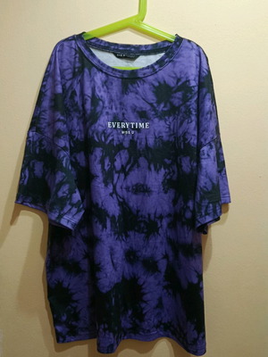 Oversized blouse used, purple and black, size M from Shein