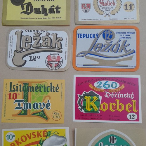 Set of 8 old beer labels new