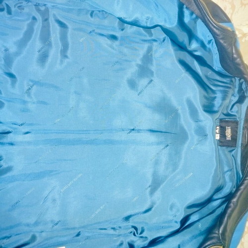 Versace unisex leather jacket, black and blue, size L