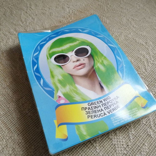 Green carnival wig used