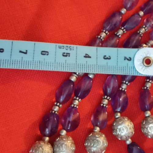 925 Silver Necklace with Amethyst, Ethnic Style