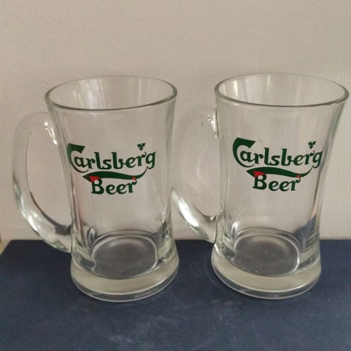 Carlsberg beer glasses pair like new 0.45 l