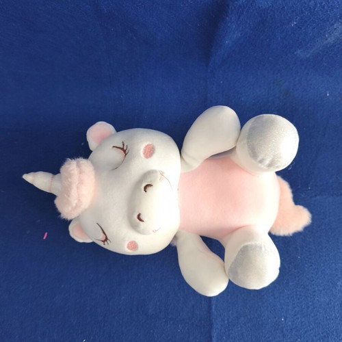 Small plush unicorn, pink and white