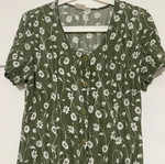 Vintage midi floral φόρεμα μεταχειρισμένο, άσπρο και πράσινο, μέγεθος Small