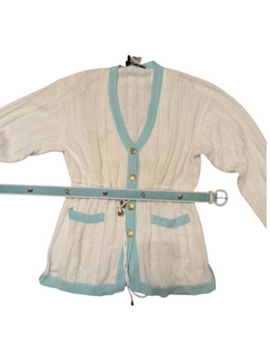 Escada Sport knitted cardigan like new, white and turquoise, size L