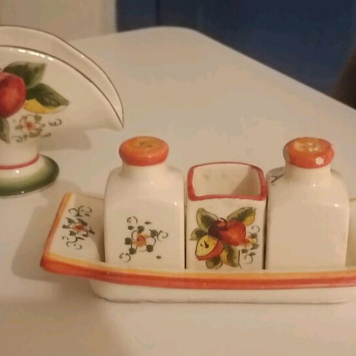 Salt pepper toothpick holder and napkin holder Hatzigiannis used