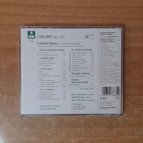 Carl Orff Carmina Burana CD, classical
