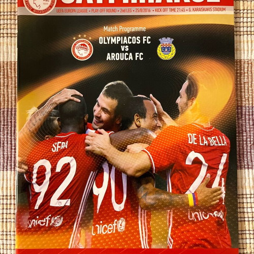 Olympiacos Arouca match programme used Europa League 2016