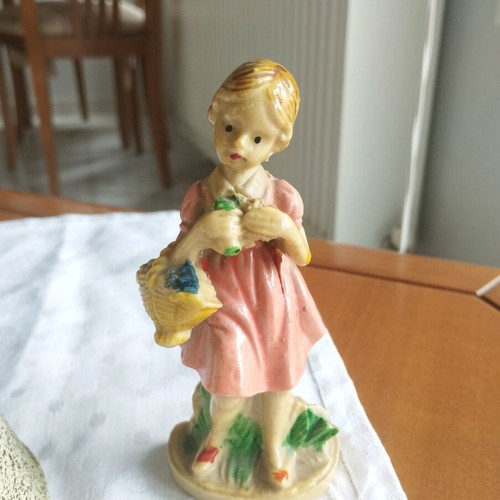 Vintage bundle handmade ceramic jug and Pink Girls figure pair like new