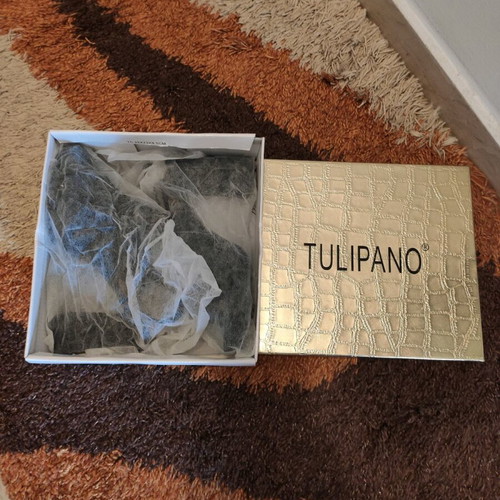 Tulipano women's black shoes with ankle strap and 10cm heel new