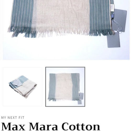 Max Mara cotton pashmina scarf new, beige and turquoise