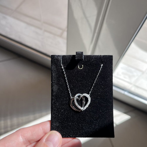 Swarovski Heart Necklace with Crystals, silver