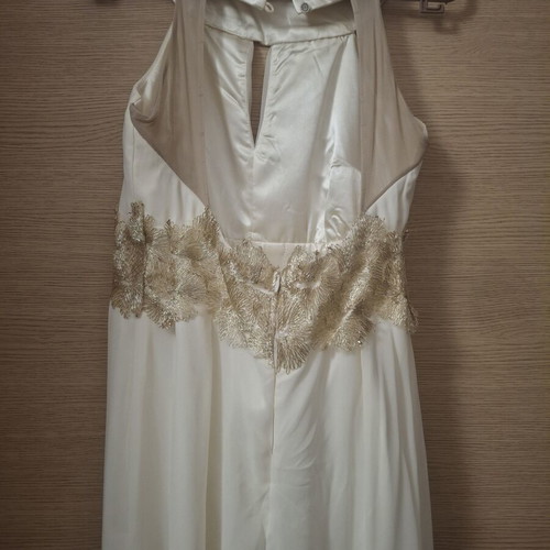 Jumpsuit white with gold lace, like new, size M
