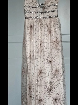 Luigi long dress new with sequins beige multicolor