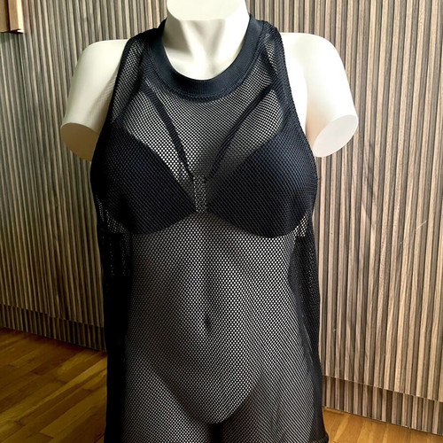 Black mesh blouse size L like new by Calliope