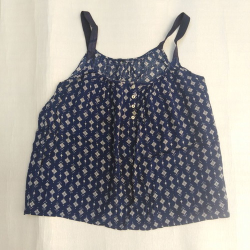 Summer top like new, blue with white geometric pattern