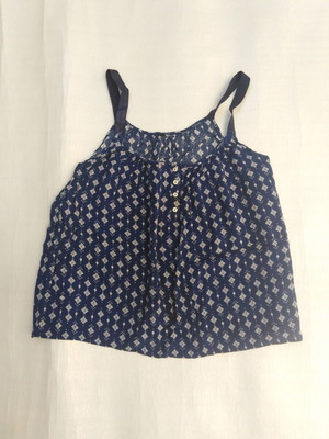 Summer top like new, blue with white geometric pattern