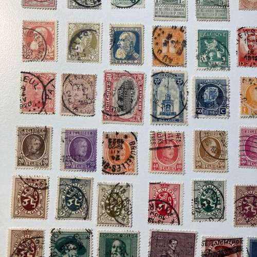 Belgian stamps used, 80 different sealed