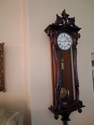 Wall clock carved wood from Prague, like new, 18th-19th century