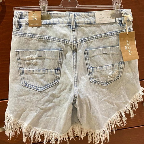 Funky Buddha women's denim shorts new with destroyed and washed effects