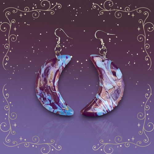Handmade moon earrings new, hypoallergenic, recycled materials