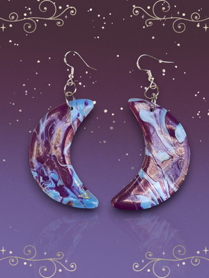 Handmade moon earrings new, hypoallergenic, recycled materials