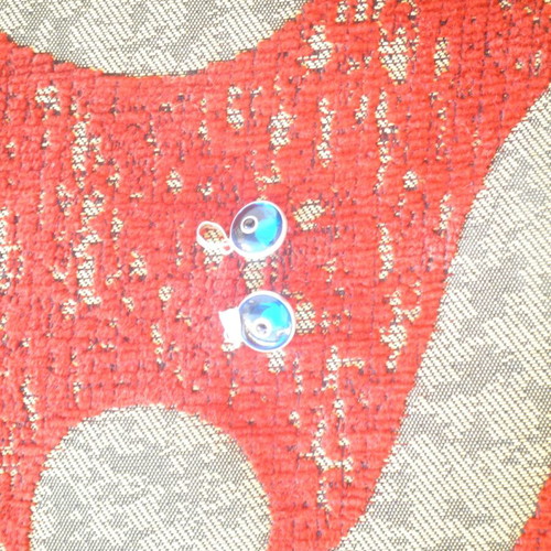 Silver evil eye charms 925, set of 2, 1 cm diameter